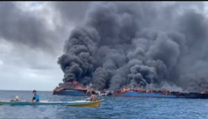 Kapal Penumpang bermuatan 28 Orang, Terbakar di Perairan Kabaena Utara, Bombana