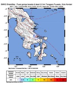 BMKG Sebut Gempa Tektonik 3,6 SR berpusat di Tenggara Puuwatu Akibat Sesar Kendari