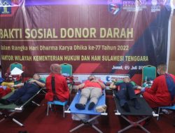 Sambut Hari Dharma Karya Dhika ke 77, Kemenkumham Sultra Gelar Donor Darah