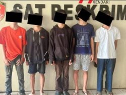 Tim Patroli Polresta Kendari Gagalkan Tawuran Remaja, 5 Remaja Ditangkap Karena Membawa Sajam