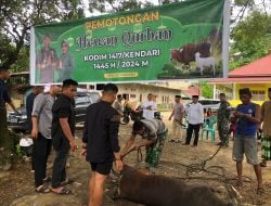 Hari Raya Idul Adha 1445 H, Kodim 1417/Kendari Bagikan Daging Qurban Kepada Masyarakat